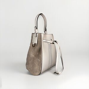 Furla Bucket‎ Bag Small Grey Calf Leather Suede Miastella Chic Modern Designer
